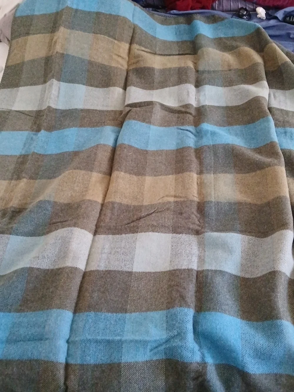 Woolrich Olive, Brown & Blue Plaid Oversized Throw